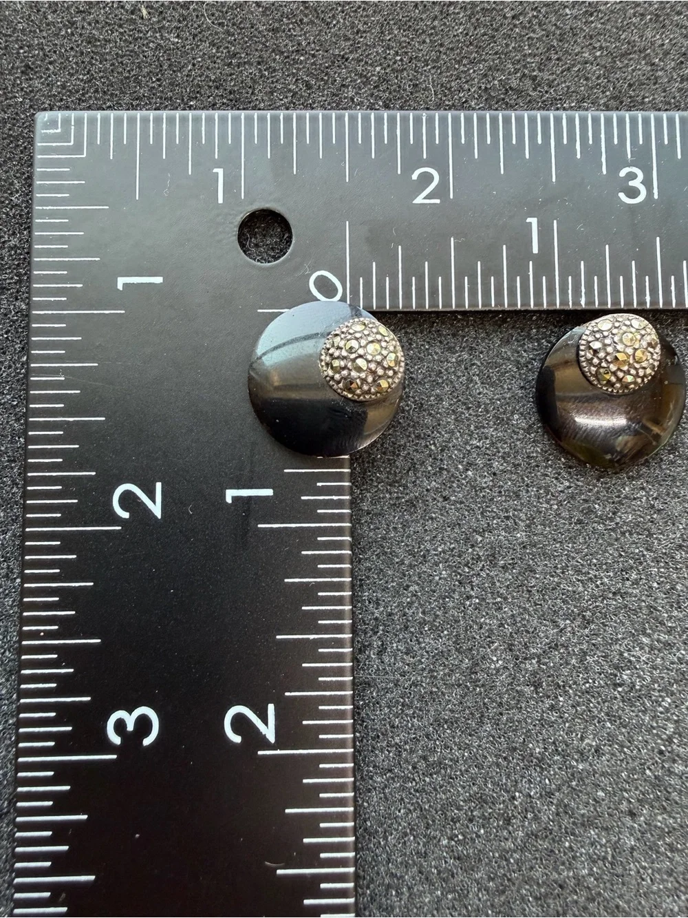 Vintage 925 Sterling Silver and Marcasite Button Earrings